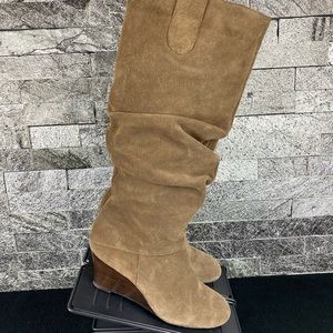 Arturo Chiange Slouchy Suede Wedge Boots